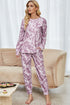 Shiny Tie-Dye Long Sleeve Top and Drawstring Joggers Lounge Set Lilac - Fashorio
