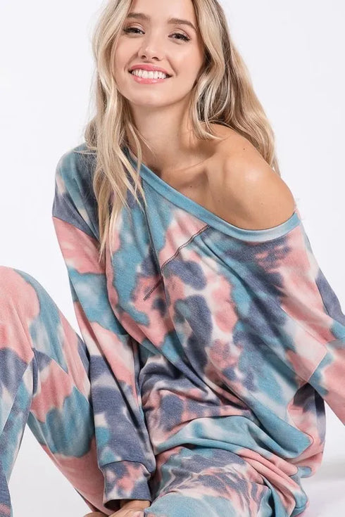 BiBi Tie Dye French Terry Casual Pants - Fashorio