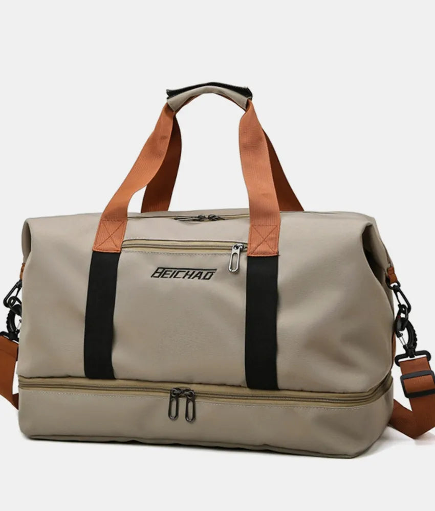 Oxford Cloth Oversize Travel Bag Khaki One Size - Fashorio