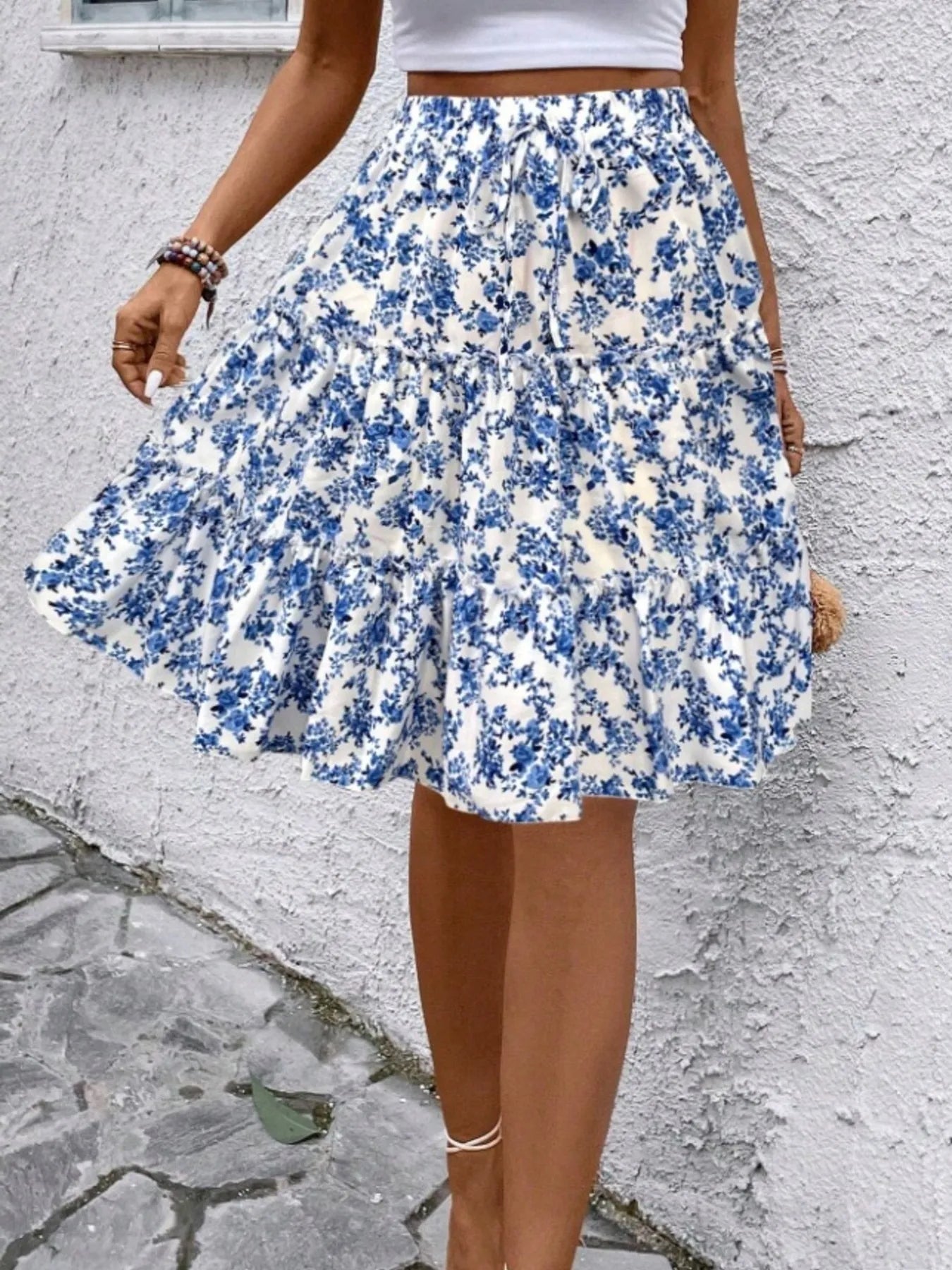 Floral Print Midi Skirt - Fashorio