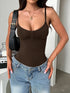 Adjustable Straps Scoop Neck Bodysuit - Fashorio