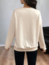 Sequined Bow Round Neck Sweatshirt - Fashorio