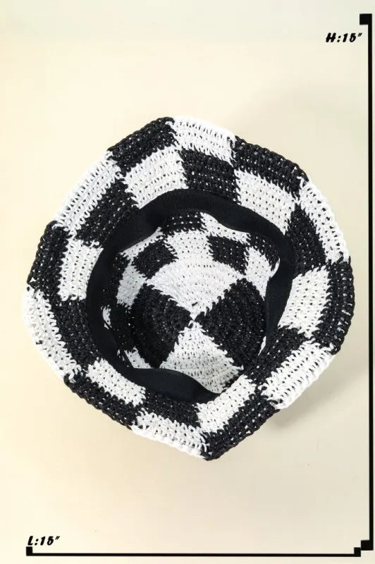 Fame Checkered Pattern Knit Bucket Hat - Fashorio