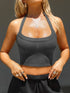 Halter Neck Active Cami Dark Gray - Fashorio