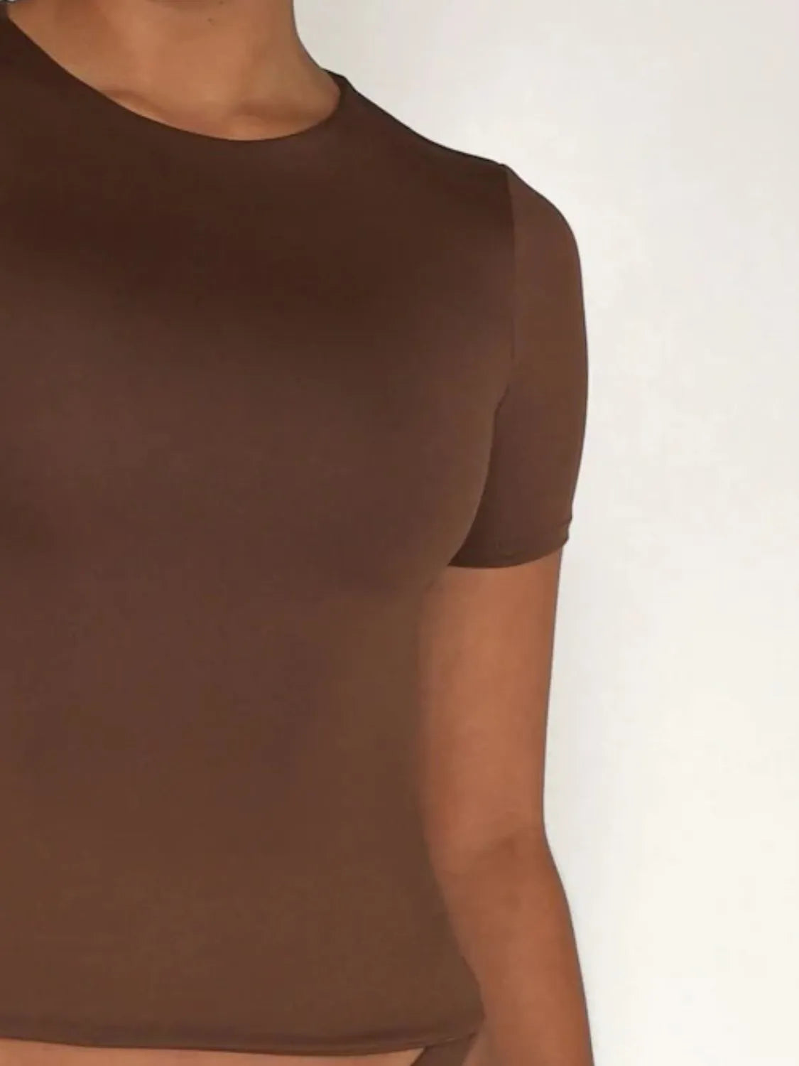 Round Neck Short Sleeve Swim Top - Fashorio