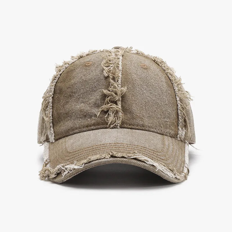 Raw Hem Cotton Baseball Cap Khaki One Size - Fashorio