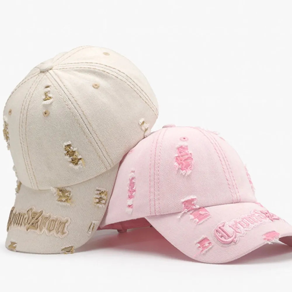 Distressed Letter Embroidered Baseball Cap - Fashorio