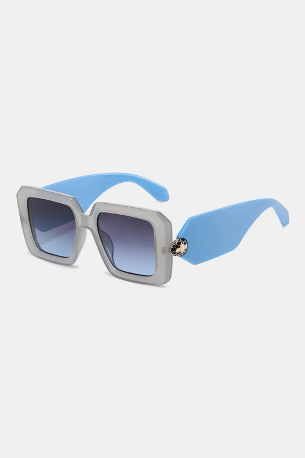 Polycarbonate Frame Square Sunglasses Pastel Blue One Size - Fashorio