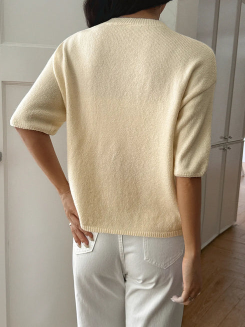 Ribbed Hem Round Neck Sweater - Fashorio