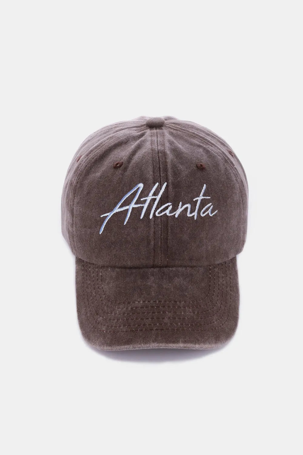 Zenana Washed ATLANTA Embroidered Baseball Cap Brown One Size - Fashorio