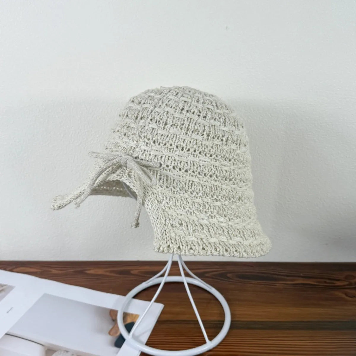 Crochet Bucket Hat with Drawstring - Fashorio