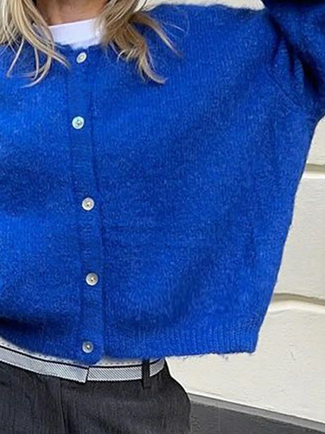 Button-Up Cropped Sweater Cardigan - Fashorio
