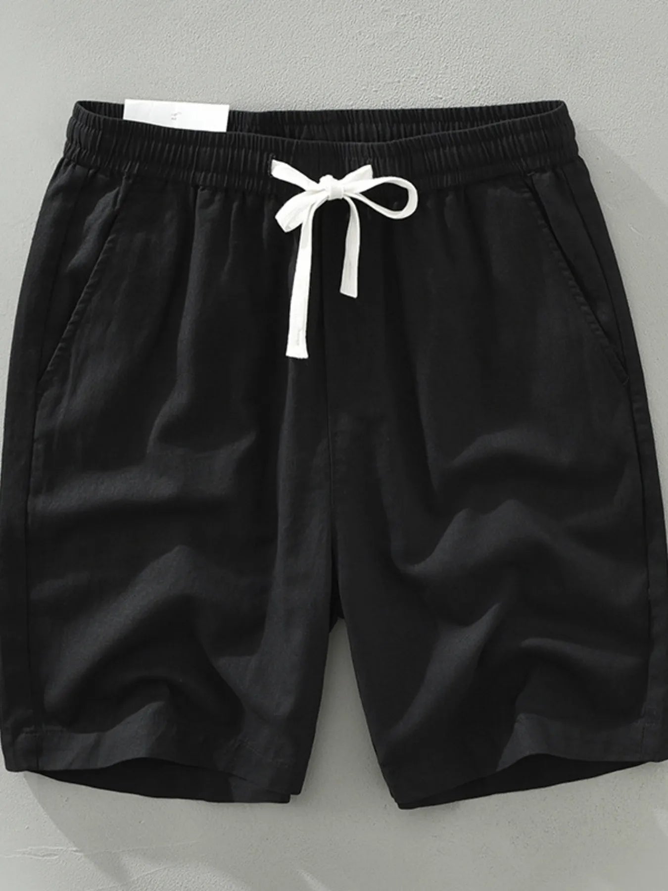 Men's Plus Size Drawstring Pocketed Shorts Black - Fashorio