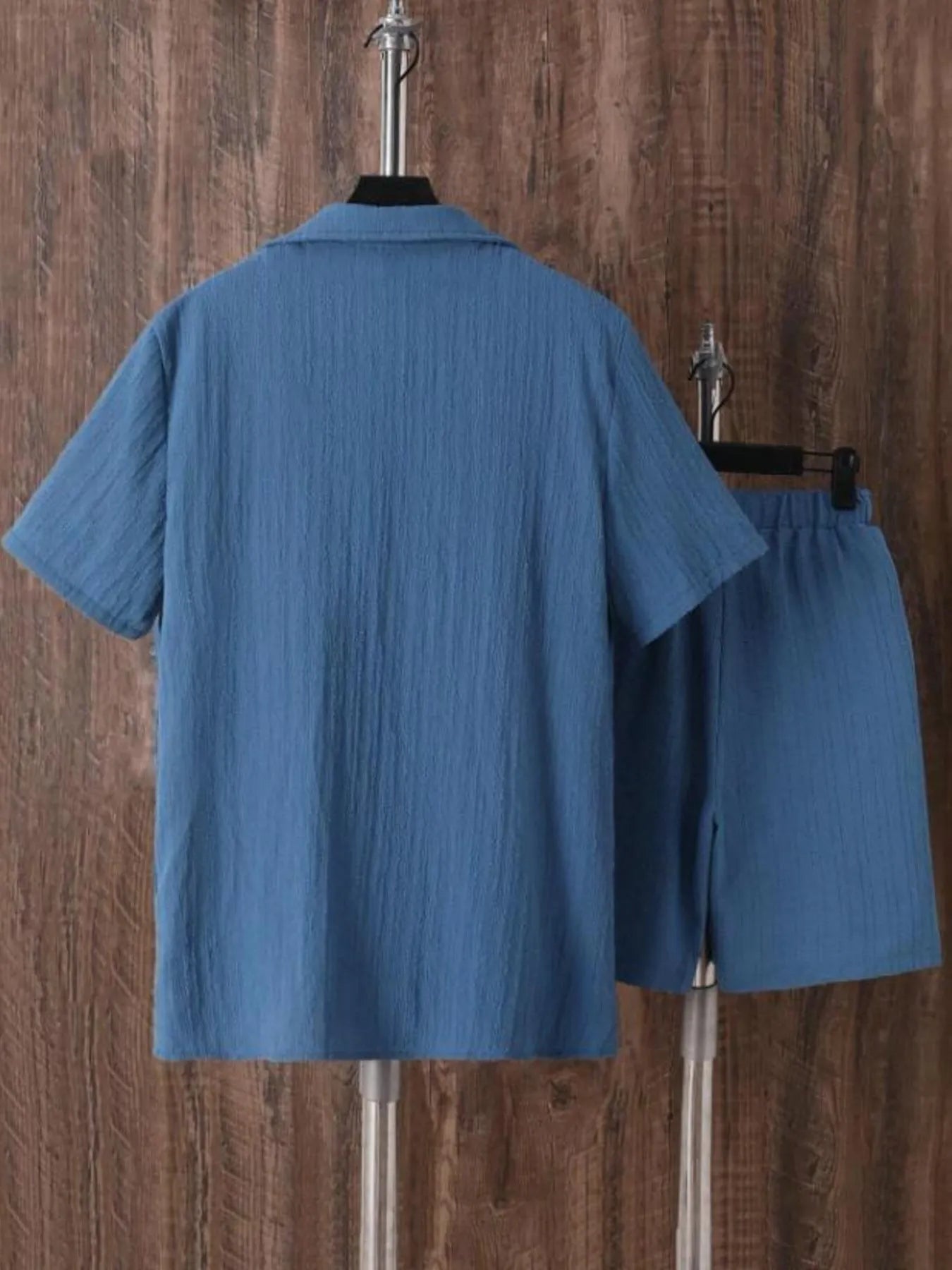 Men's Plus Size Button Up Short Sleeve Shirt and Shorts Set - Fashorio