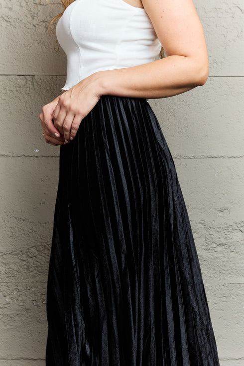 Ninexis Accordion Pleated Flowy Midi Skirt - Fashorio