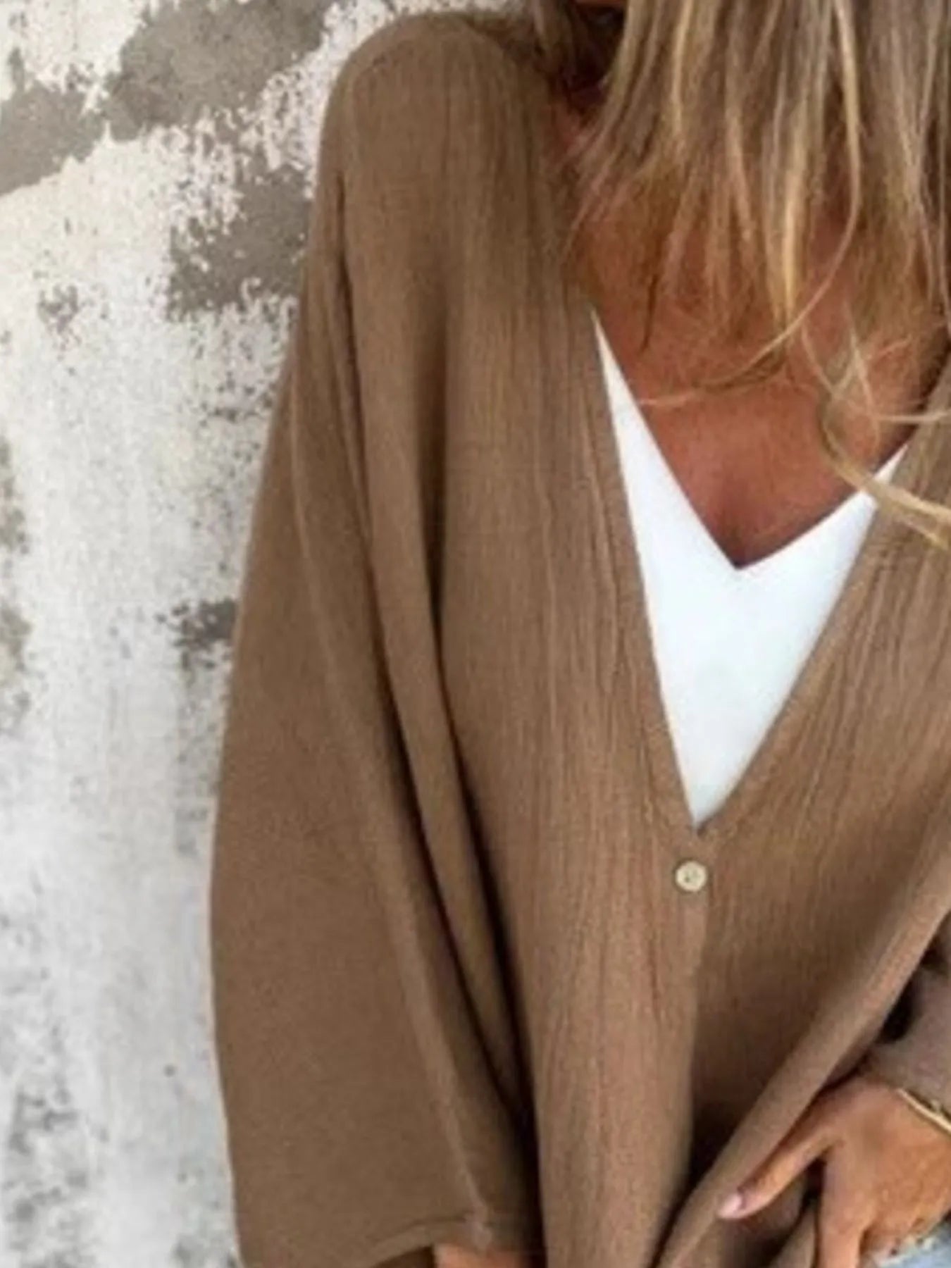 Full Size Oversized Button-Up Cardigan Plus Size - Fashorio