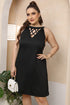 Plus-Size Cutout Sleeveless Dress – Flattering Round Neck Style Black - Fashorio