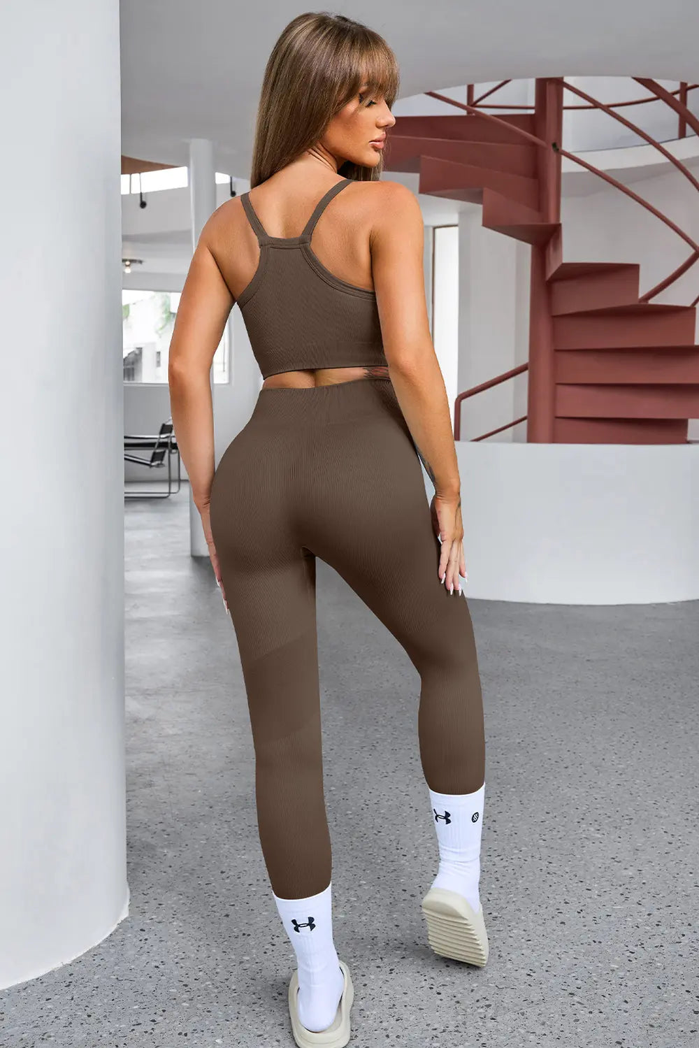 Tank Cropped Active Top and Pants Set - Fashorio