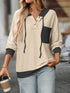 Drawstring Button Detail Long Sleeve Hoodie Apricot - Fashorio