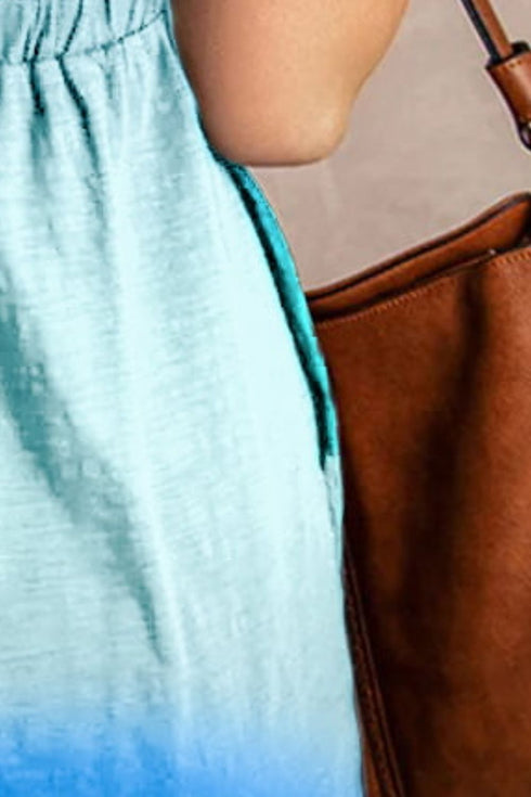 Double Take Scoop Neck Buttoned Sleeveless Magic Dress with Pockets - Fashorio