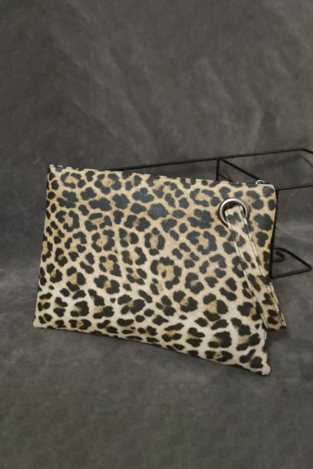 Leopard PU Leather Clutch Big Leopard One Size - Fashorio