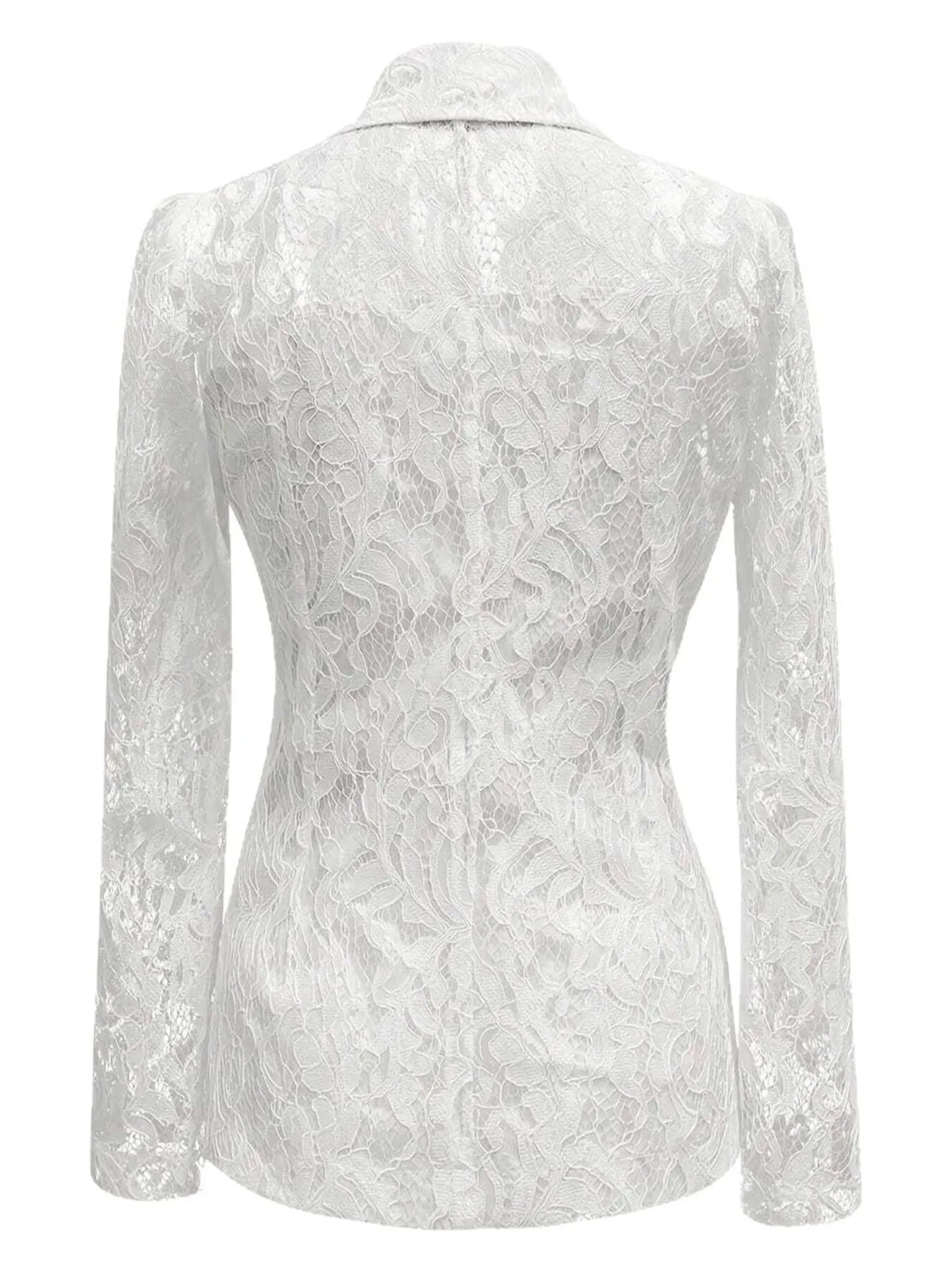 Floral Pattern Lace Single-Breasted Blazer - Fashorio