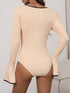 Long Sleeve Bodysuit with Contrast Trim - Fashorio
