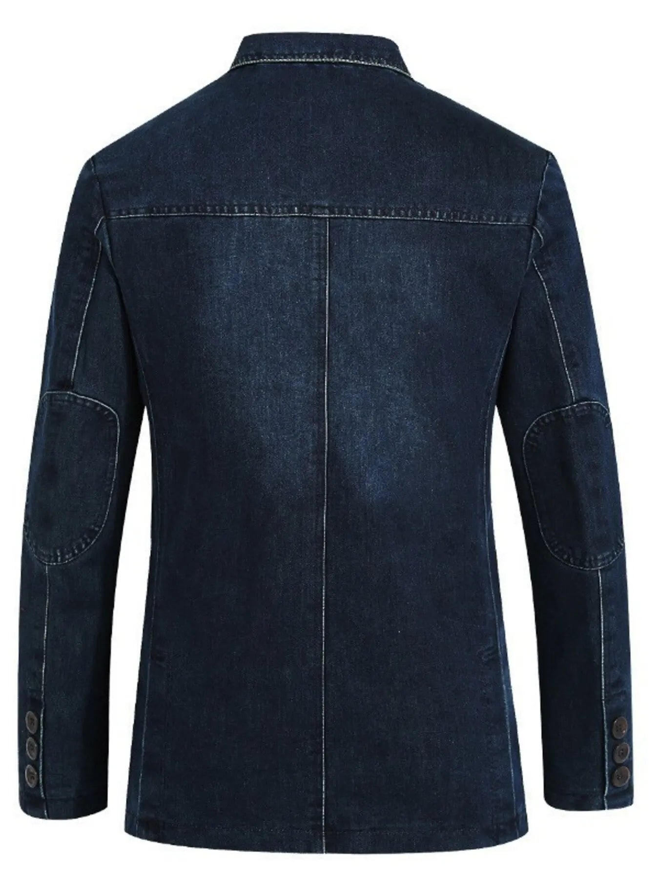 Men's Plus Size Single-Breasted Denim Blazer Jacket - Fashorio