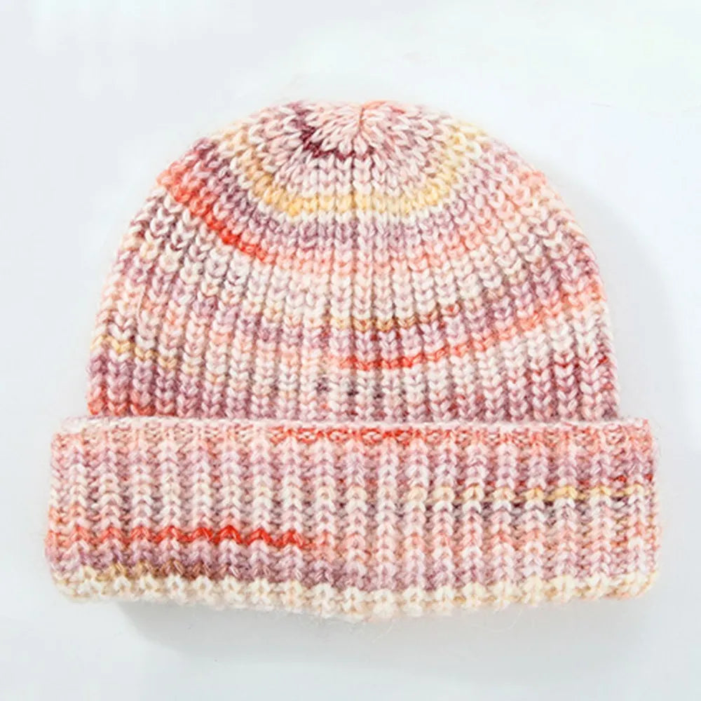 Thermal Contrast Knit Hat Burnt Coral One Size - Fashorio