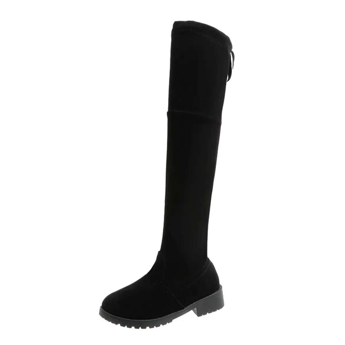 Over-the-Knee Boots with Back Lace-Up Detail Black - Fashorio