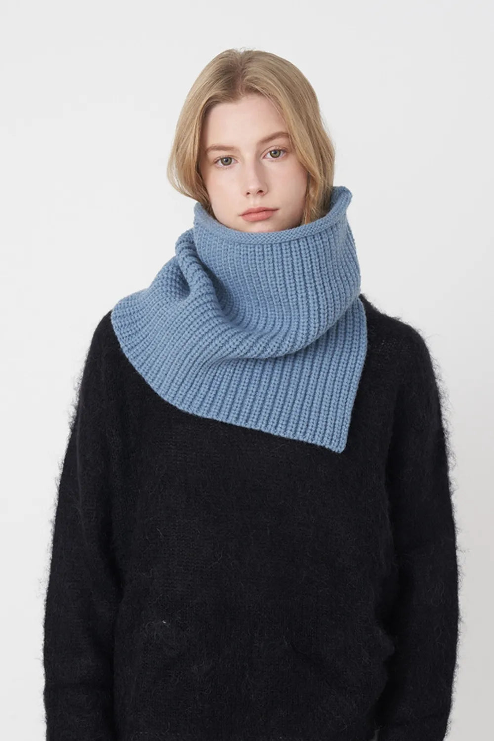 Slit Pullover Knit Scarf - Fashorio