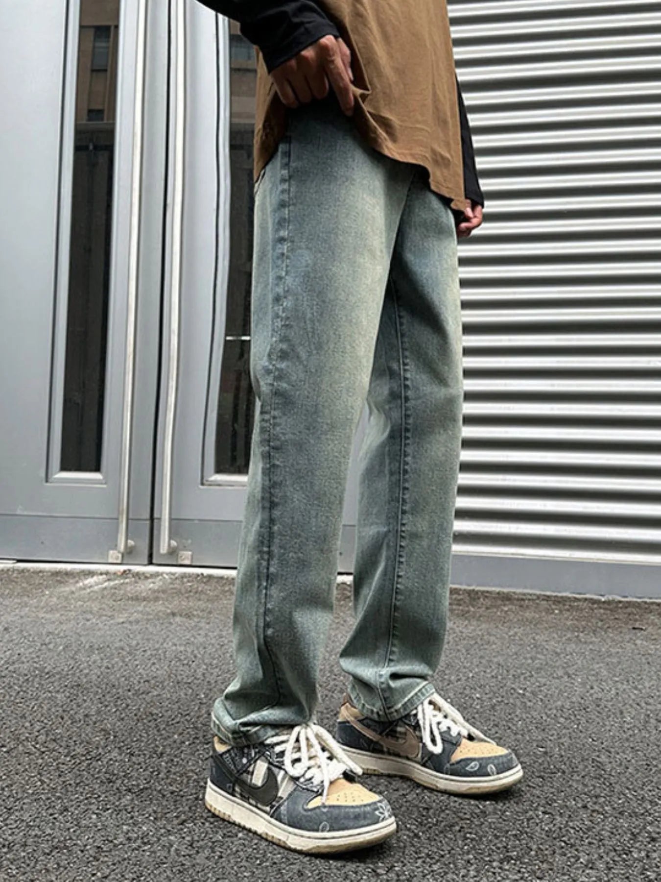 Men's Full Size Vintage Washed Straight Leg Relaxed Fit Jeans Plus Size - Fashorio