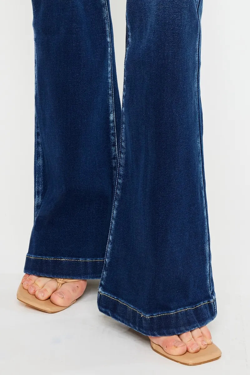 Kancan Button Fly High Rise Flare Jeans - Fashorio
