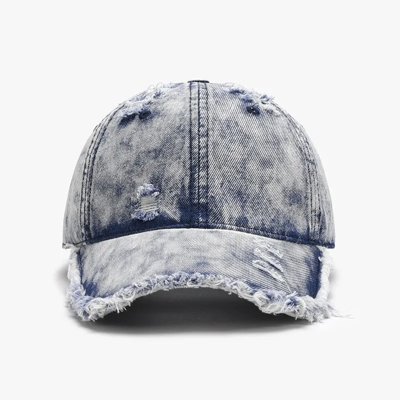Distressed Cotton Adjustable Baseball Cap Light One Size - Fashorio