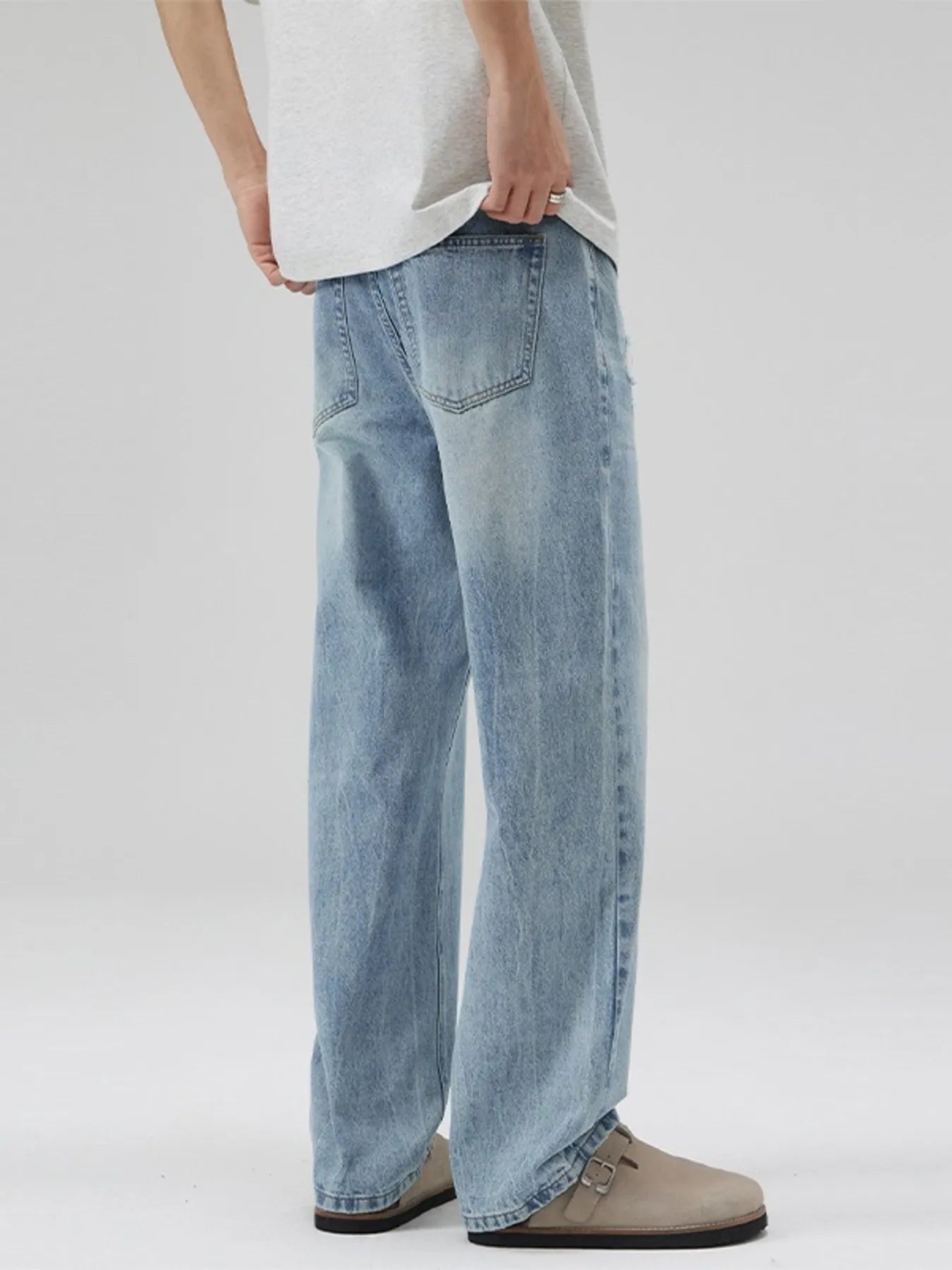 Men's Full Size Distressed Washed Straight Leg Relaxed Fit Jeans Plus Size - Fashorio