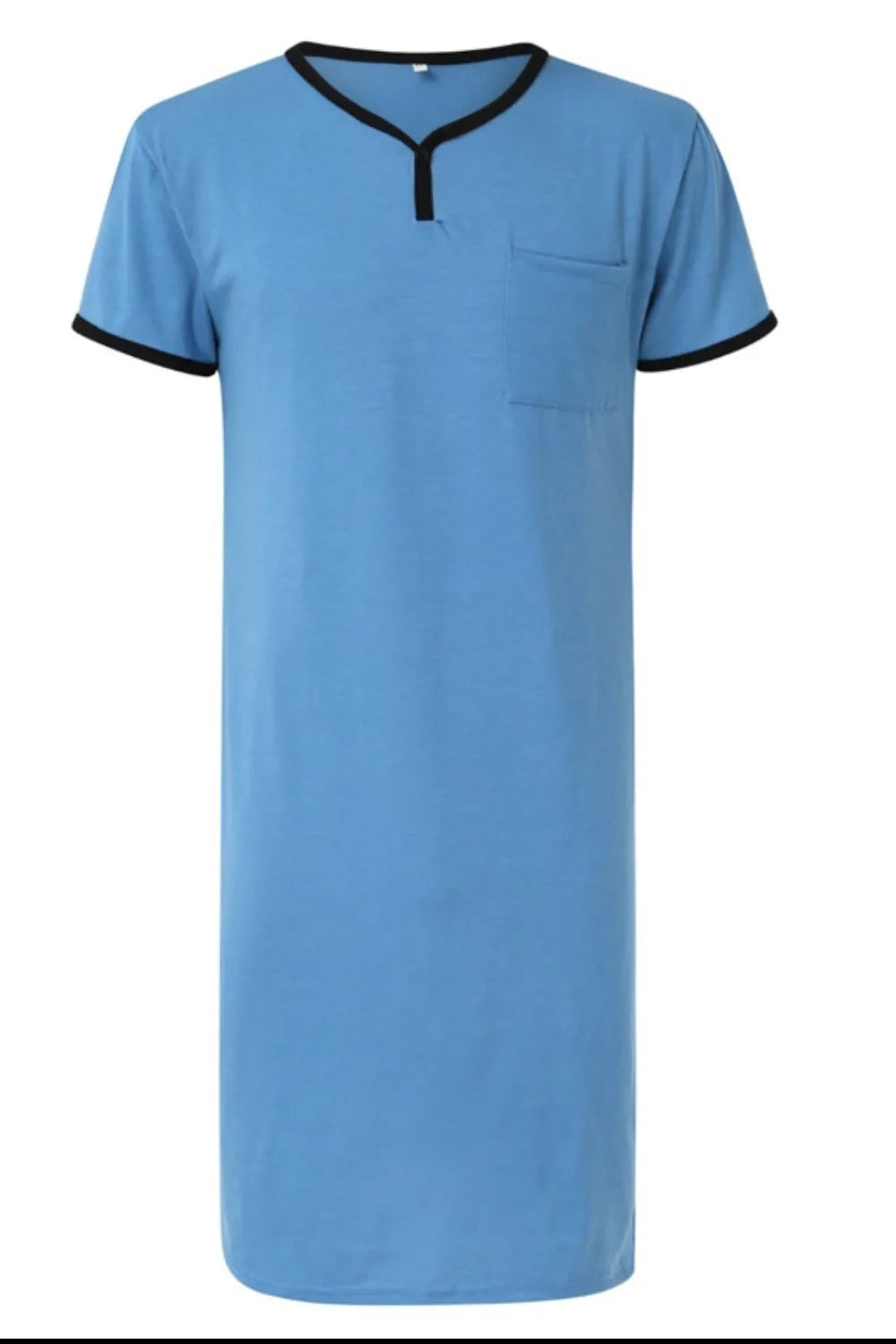 Men's Plus Size Contrast Trim Short Sleeve Lounge Tee Dress - Fashorio