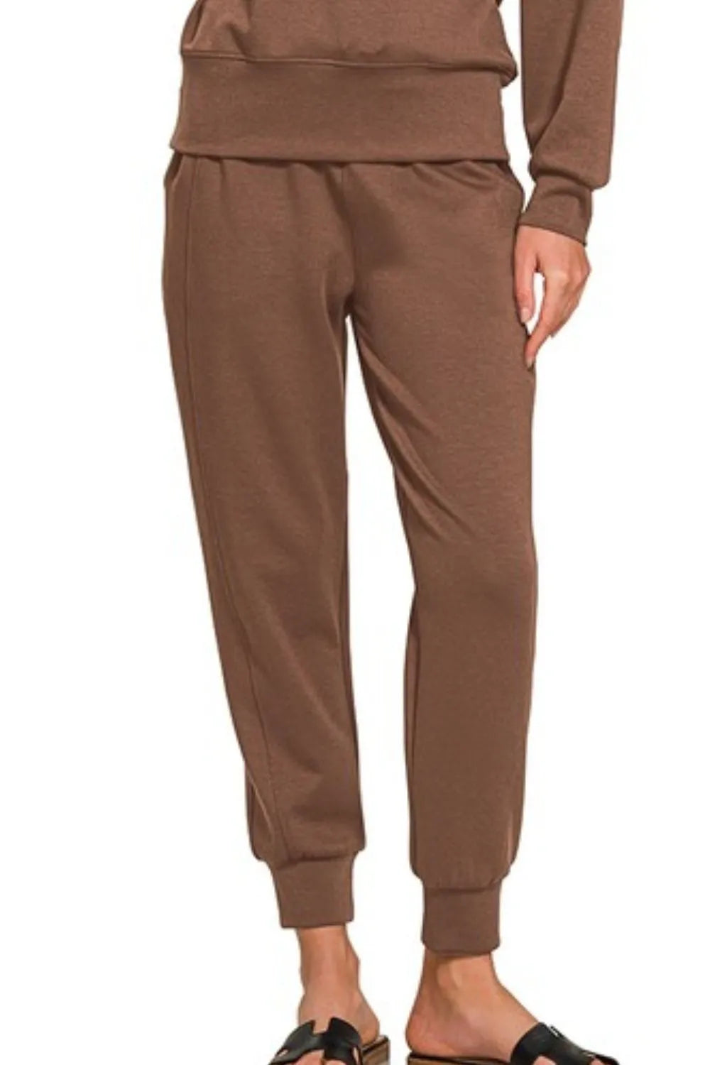 Zenana Scuba Crewneck Pullover & Joggers 2 Pieces Set - Fashorio