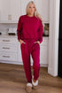 Round Neck Top and Drawstring Pants Lounge Set Deep Rose - Fashorio