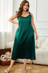 Plus Size Tie-Shoulder Midi Night Dress Green - Fashorio