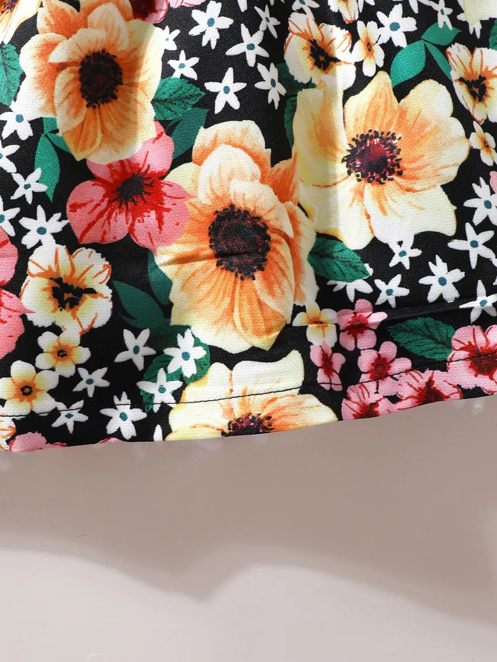 Children's Ruffled Bow Contrast Floral Dress with Headband - Fashorio