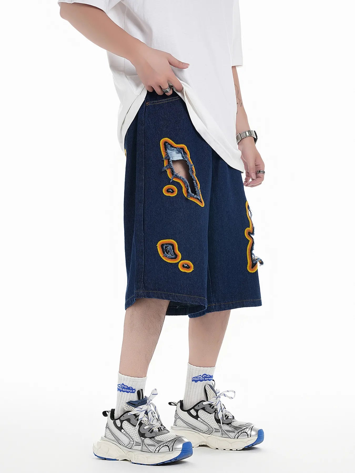 Men's Distressed Loose Fit Denim Shorts - Fashorio