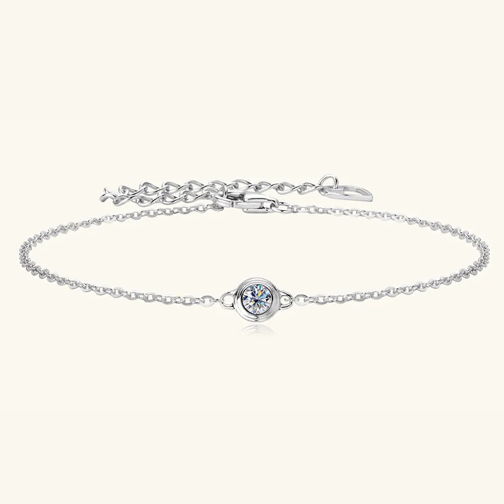Inlaid Moissanite 925 Sterling Silver Bracelet - Fashorio