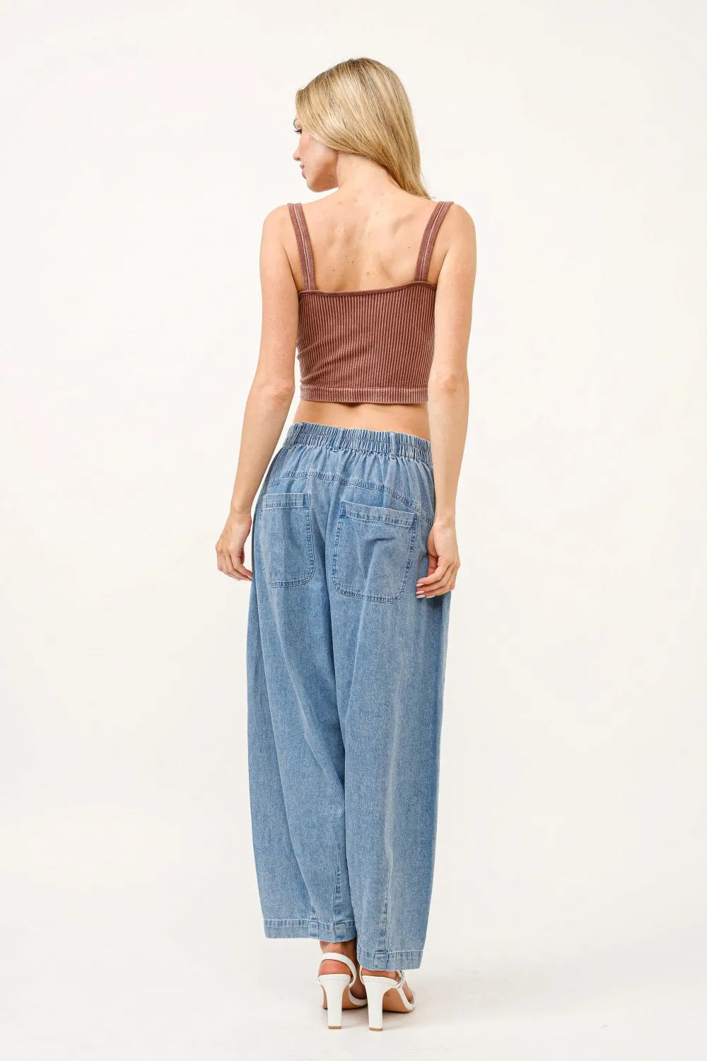 And The Why Elastic Back Pleated Baggy Jeans - Fashorio