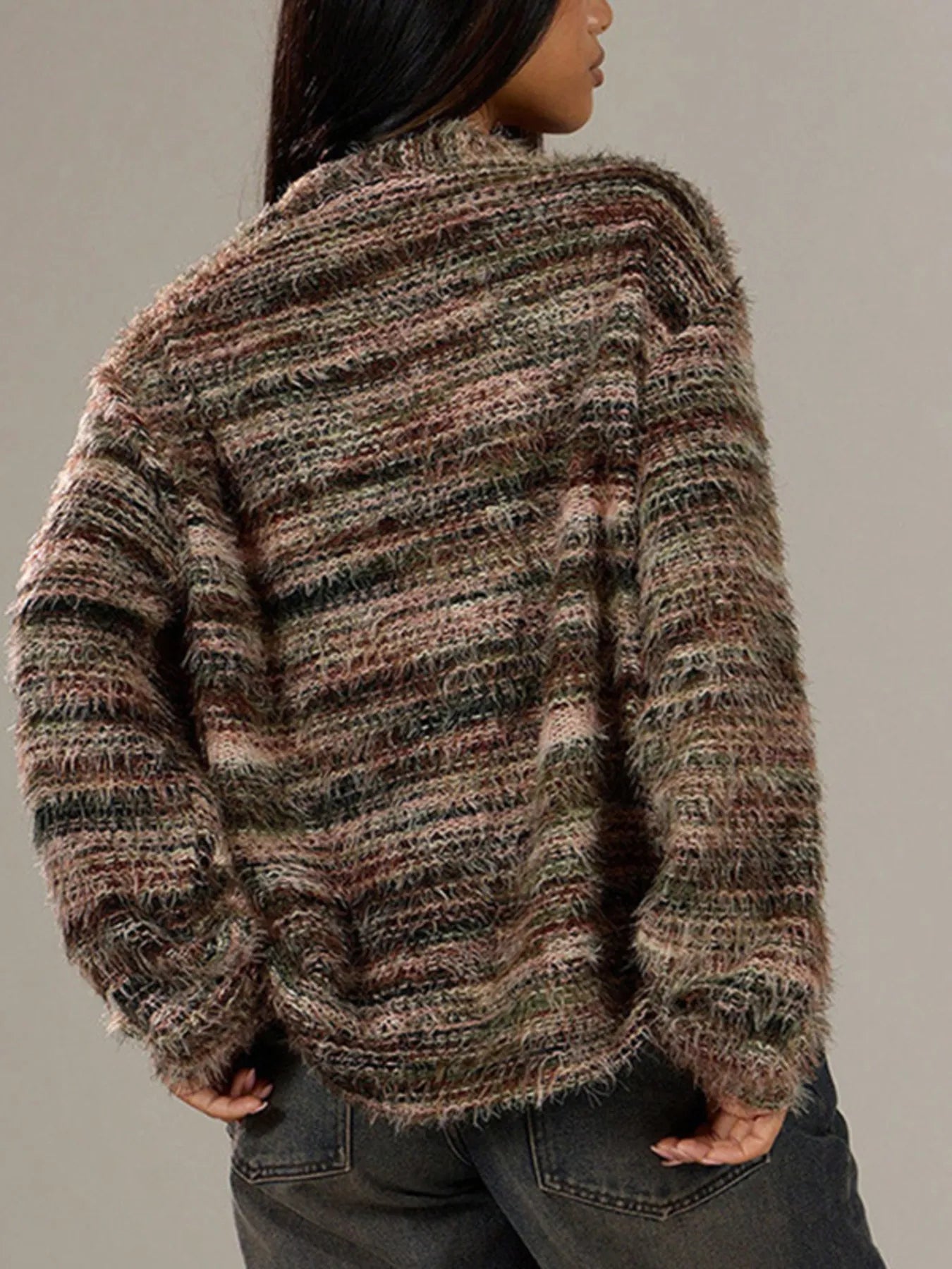 Fuzzy Button Down Chunky Cardigan - Fashorio