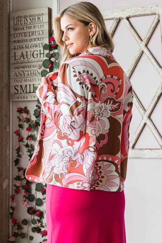 Heimish Full Size Shawl Floral Open Blazers Plus Size - Fashorio