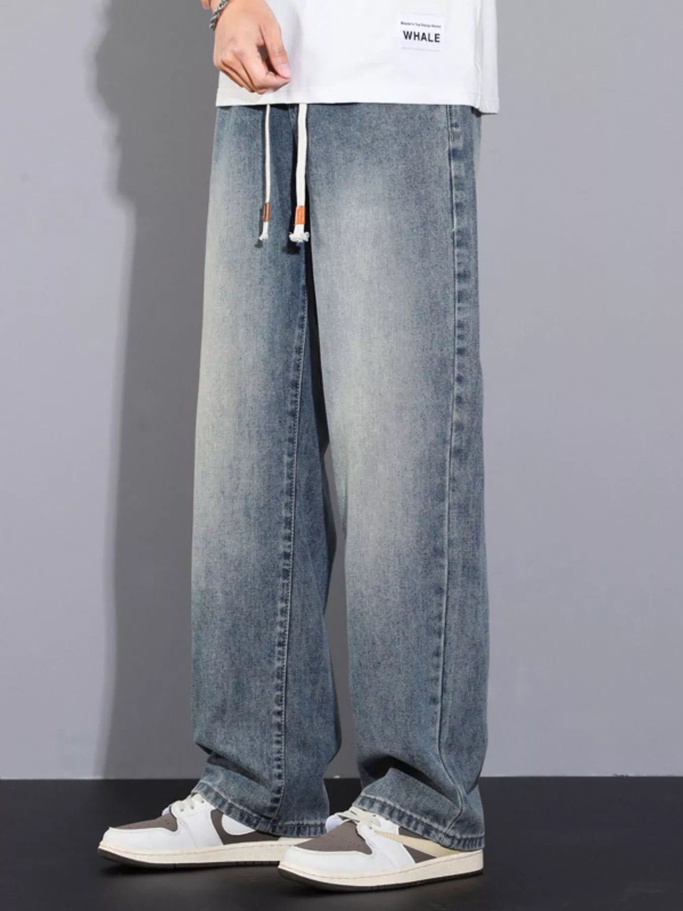 Men's Plus Size Pocketed Wide Leg Jeans - Fashorio