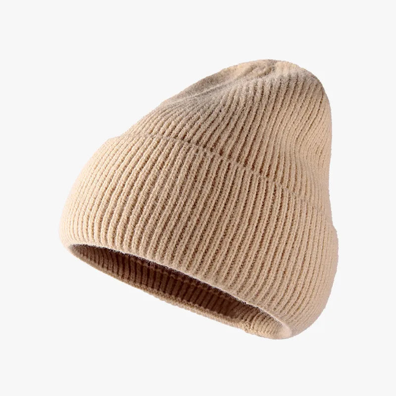 Thermal Solid Knit Hat Tan One Size - Fashorio