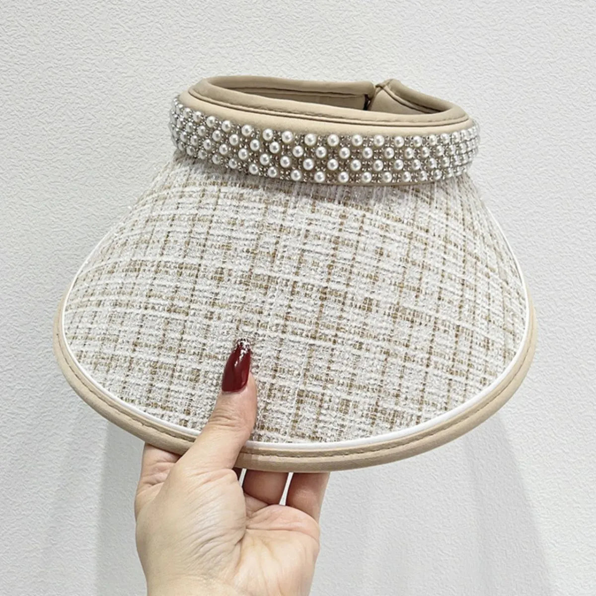 Pearl Detail Sunscreen Hat - Fashorio