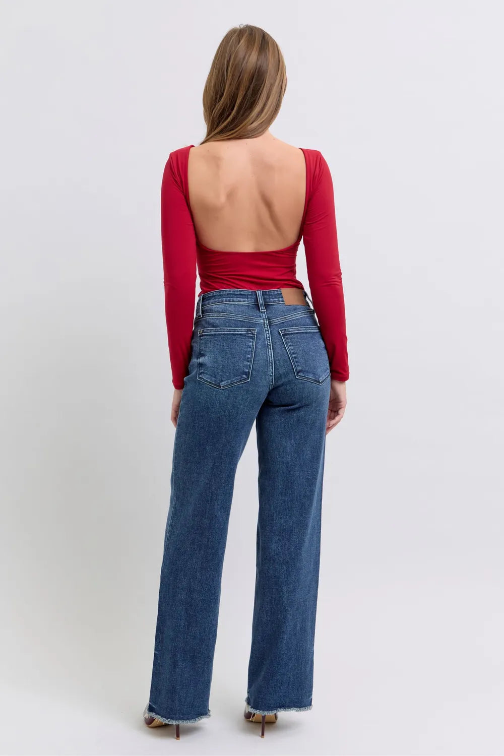 Judy Blue Full Size Raw Hem Mid Rise Jeans – Frayed Denim - Fashorio