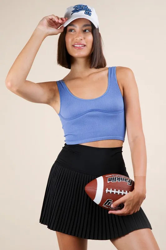 VERY J Pleated Activewear Skirt with Shorts Inside - Fashorio